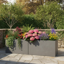 Jardinière en fibre de terre 100x45xH.45cm gris ciment