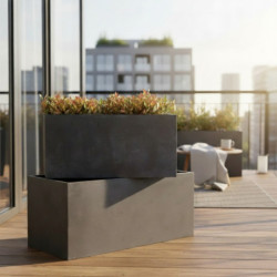Jardinière en fibre de terre 60x30xH.30cm gris plomb - MegaCollections