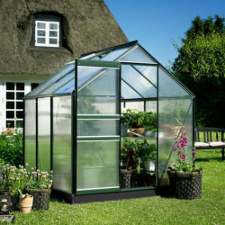Serre de jardin 3,8 m² verte en polycarbonate Popular Halls