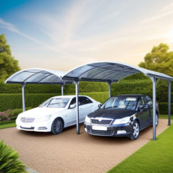 Carport 2 voitures en aluminium et polycarbonate 6mm ANTI-UV
