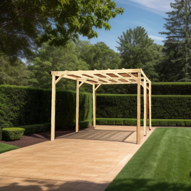 Carport en bois massif traité autoclave 15m² - Habrita