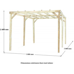 Carport en bois massif traité autoclave 15m² - Habrita