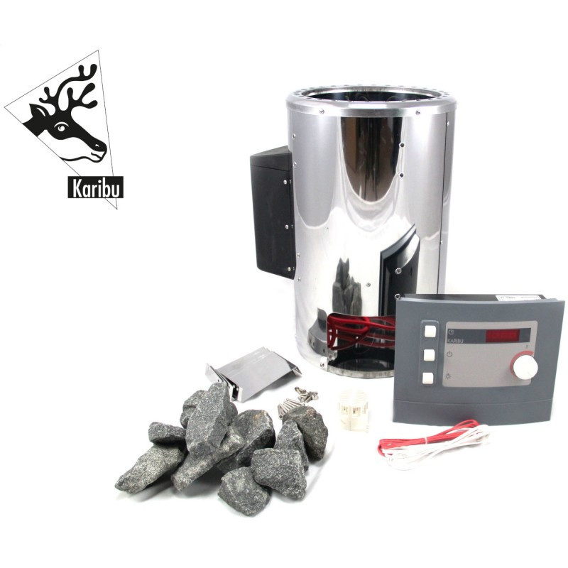 Poêle prêt à brancher 3,6KW avec commande externe easy + 18 Kg de pierres