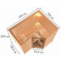 Sauna traditionnel 38mm 5 à 6 places Sahib 2 - KARIBU