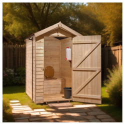 Toilettes sèches grand modèle en bois massif + plancher - Habrita