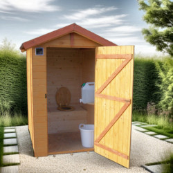 Toilettes sèches grand modèle en bois massif + plancher - Habrita