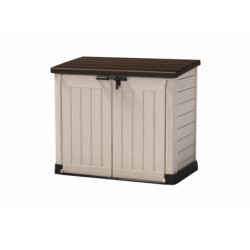 Coffre de jardin multifonctions en résine 1200L toit plat beige - Keter