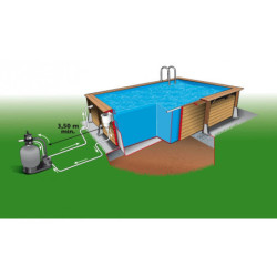 Piscine bois rectangulaire 350x1550cm LINEA toute équipée UBBINK