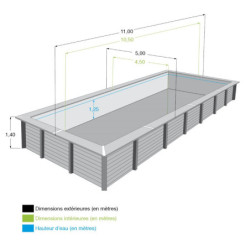 Piscine bois rectangulaire 500x800cm LINEA toute équipée UBBINK
