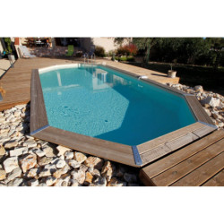 Piscine bois octogonale avec IPN 300x490cm SUNWATER toute équipée UBBINK