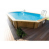 Piscine bois octogonale allongée 400x610cm AZURA toute équipée UBBINK