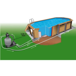 Piscine bois octogonale allongée 400x610cm AZURA toute équipée UBBINK