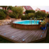 Piscine bois octogonale allongée 400x610cm AZURA toute équipée UBBINK