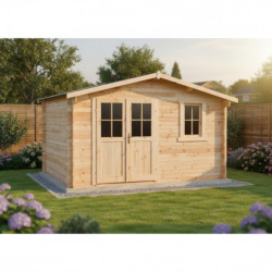 Abri de jardin en bois massif 12m² PLUS - madriers 28mm Gardy Shelter
