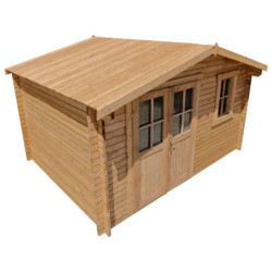 Abri en bois massif 12m² PLUS 28mm traité teinté marron Gardy Shelter