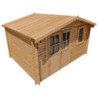 Abri en bois massif 12m² PLUS 28mm traité teinté marron Gardy Shelter