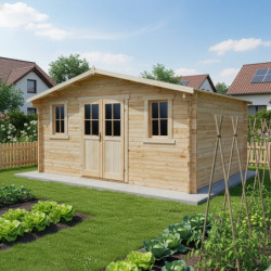 Abri de jardin en bois massif 16m² PLUS - madriers 28mm Gardy Shelter