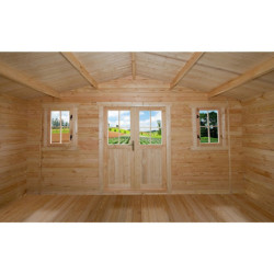 Abri de jardin en bois massif 16m² PLUS - madriers 28mm Gardy Shelter