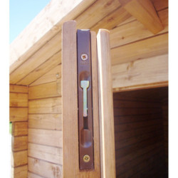 Abri en bois massif 16m² PLUS 28mm traité teinté marron Gardy Shelter