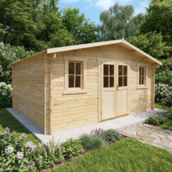 Abri en bois massif 19,82m² PLUS - madriers 28mm Gardy Shelter