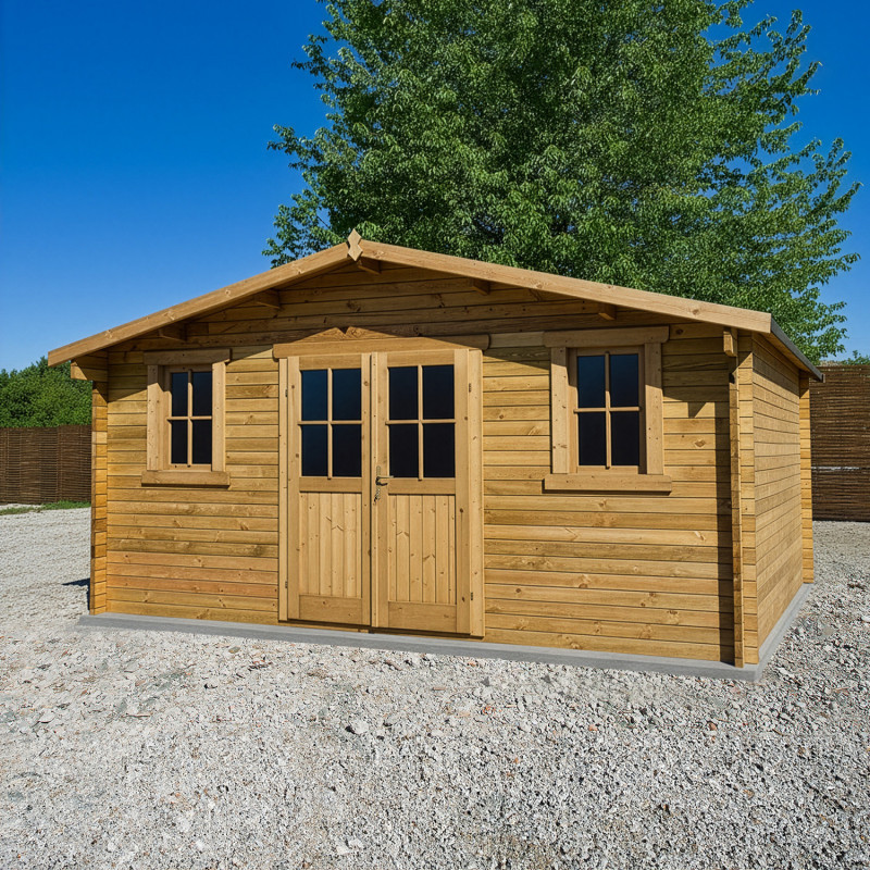Gardy Shelter Abri de jardin bois 15 à 20 m² Bois massif Marron 19.8m²