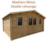 Abri en bois massif 19,8m² PLUS 40mm traité teinté marron Gardy Shelter