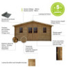 Abri en bois massif 19,8m² PLUS 40mm traité teinté marron Gardy Shelter