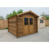 Abri de jardin 9m² PLUS en bois 40mm traité teinté marron Gardy Shelter