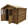 Abri de jardin 9m² PLUS en bois 40mm traité teinté marron Gardy Shelter