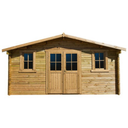 Abri de jardin 16m² PLUS en bois 40mm traité teinté marron Gardy Shelter
