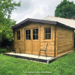 Abri de jardin 16m² PLUS en bois 40mm traité teinté marron Gardy Shelter