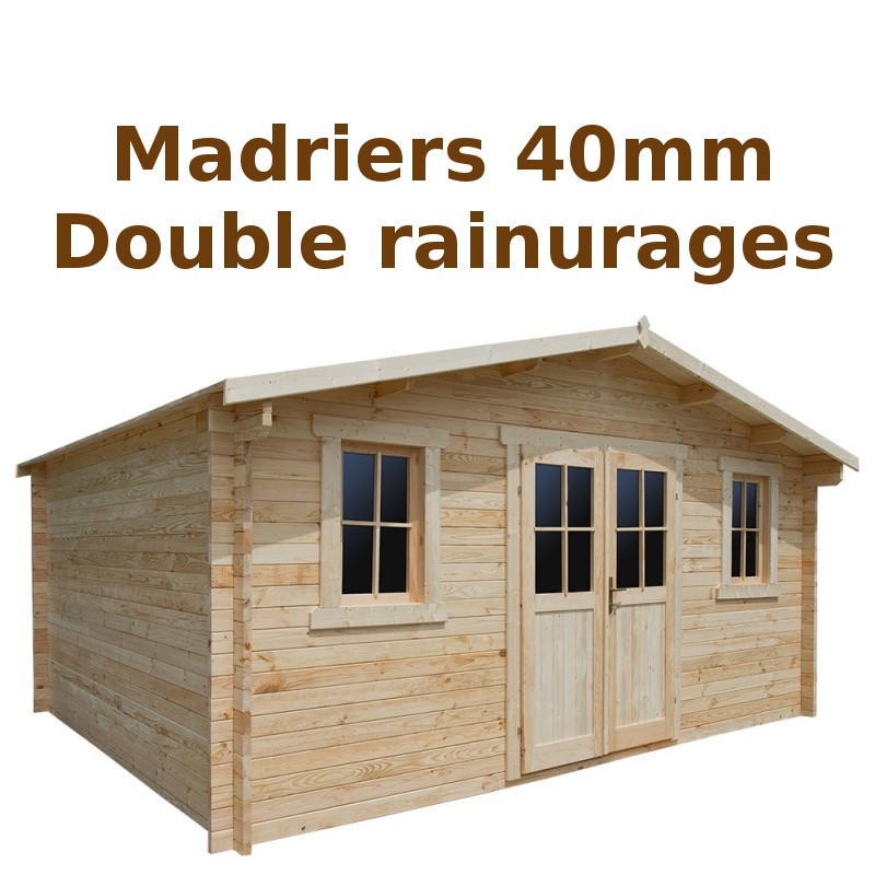 Abri en bois massif 19,8m² PLUS 40mm brut Gardy Shelter