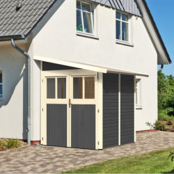 Abri adossé en bois vitrifié gris 3,17m² Wandlitz 2 - Karibu