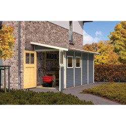 Abri adossé en bois vitrifié gris 4,85m² Wandlitz 3 - Karibu