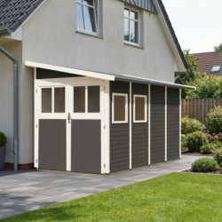 Abri de jardin adossé en bois vitrifié gris 6,26m² Wandlitz 4 - Karibu