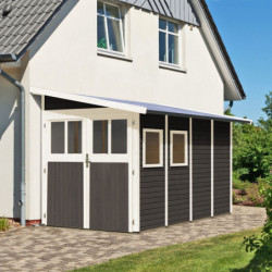 Abri adossé en bois vitrifié gris 6,26m² Wandlitz 4 - Karibu