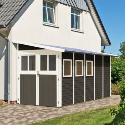 Abri adossé en bois vitrifié gris 8m² Wandlitz 5 - Karibu
