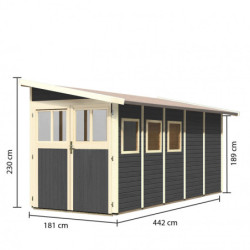 Abri adossé en bois vitrifié gris 8m² Wandlitz 5 - Karibu