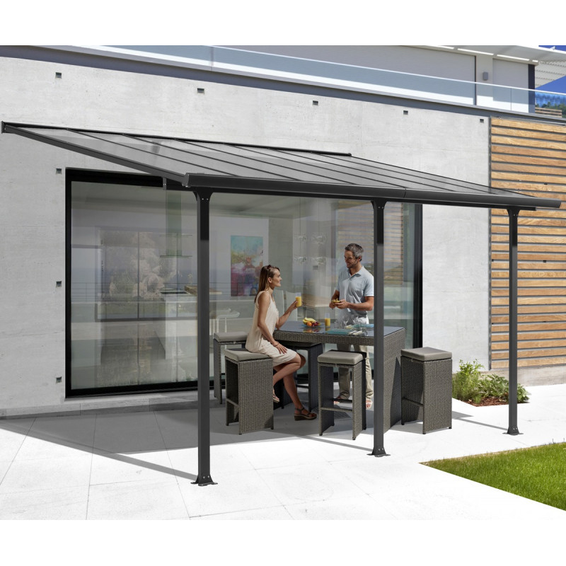 Toit de terrasse 12,83m² sur structure aluminium et couverture en polycarbonate TT 3042 AL