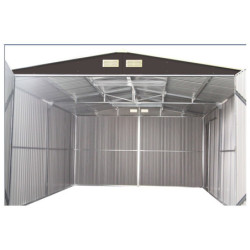 Garage métal anthracite double portes 19,61m² + kit d'ancrage X-METAL
