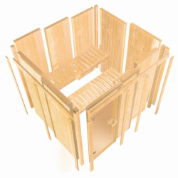 Sauna traditionnel d'angle FIONA 1 - 68mm - 3 à 4 places - KARIBU