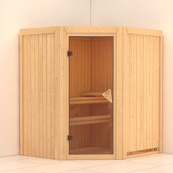 Sauna traditionnel d’angle Tonja Plug &Play - 3 à 4 places 68mm KARIBU