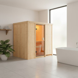 Sauna traditionnel Fanja Plug &Play - 4 places 68mm sans couronne - avec porte classique KARIBU