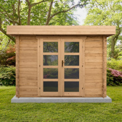 Abri en bois massif 9m² MODERNE traité marron 40mm Gardy Shelter