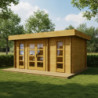 Abri cloisonné en bois 15m² MODERNE traité marron 40mm Gardy Shelter