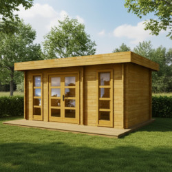 Abri cloisonné en bois 15m² MODERNE traité marron 40mm Gardy Shelter