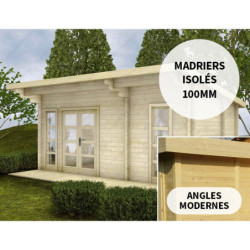 Abri en bois massif 19m² avec isolation madriers 100mm Gardy Shelter