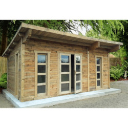Abri en bois 19m² isolation parois 100mm traité marron Gardy Shelter