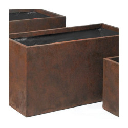 Jardinière en fibre de terre 80x40xH.40cm effet rouille