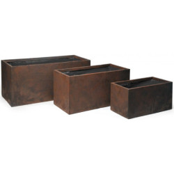 Jardinière en fibre de terre 100x45xH.45cm effet rouille